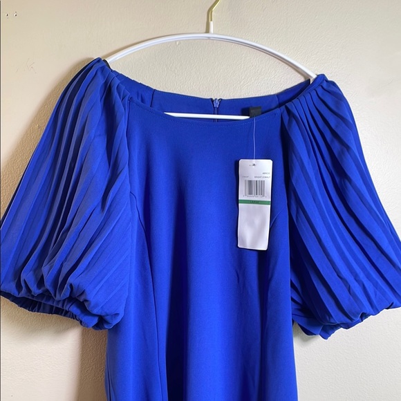 Nina Leonard Cobalt Puff Sleeve Sheath Midi Dress Never Worn New With Tags - Picture 6 of 16